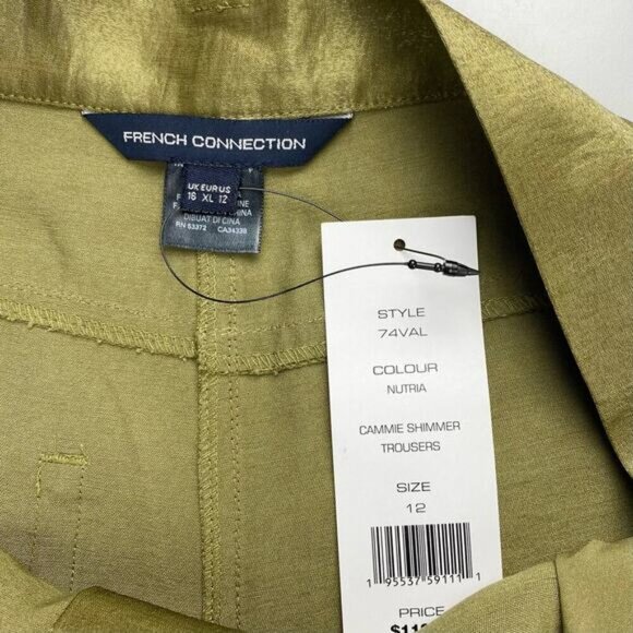 NWT FRENCH CONNECTION Cammie Shimmer Flare Trousers Sz 12 Nutria - Picture 6 of 8